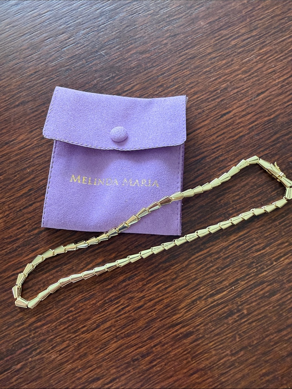 Melinda Maria Gold Geometric Link Necklace Serpent Choker Style